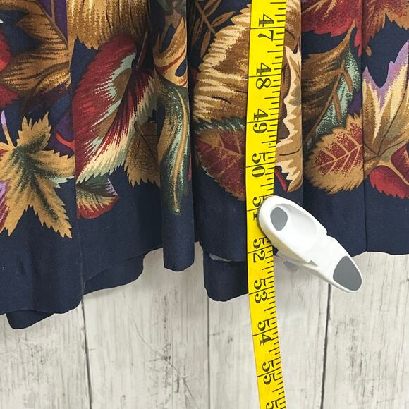 BF Classics Vintage 80s Fall Leaves Long Sleeve Teacher School Maxi Dress Plus - Picture 9 of 9